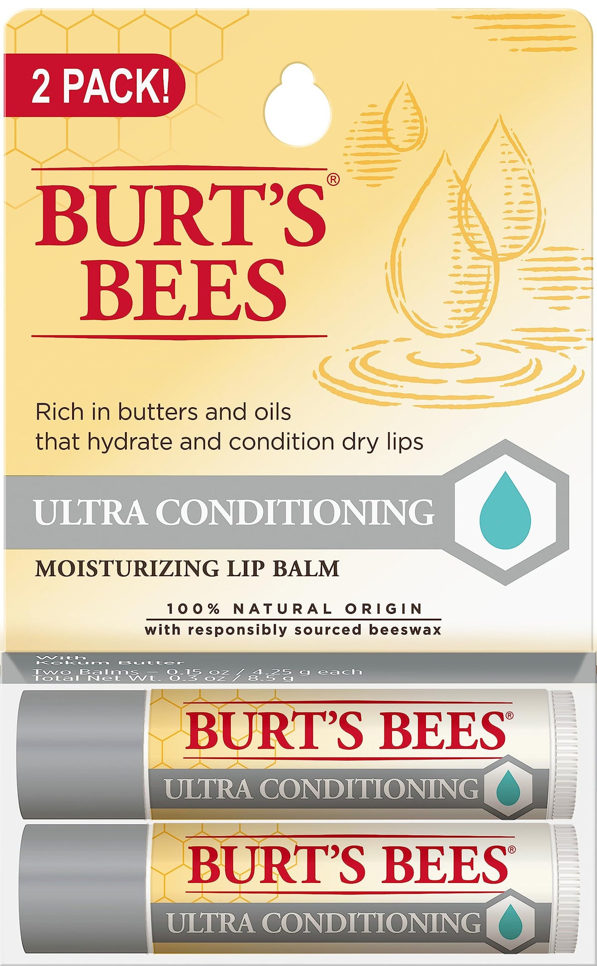 Burt's Bees Lip Balm, Vanilla Bean, 0.15 oz., 2 Tubes