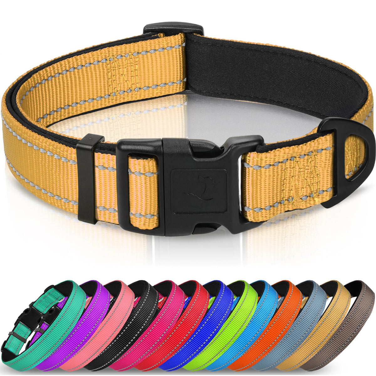 Joytale Reflective Dog Collar, Adjustable Neoprene Padded, Teal M