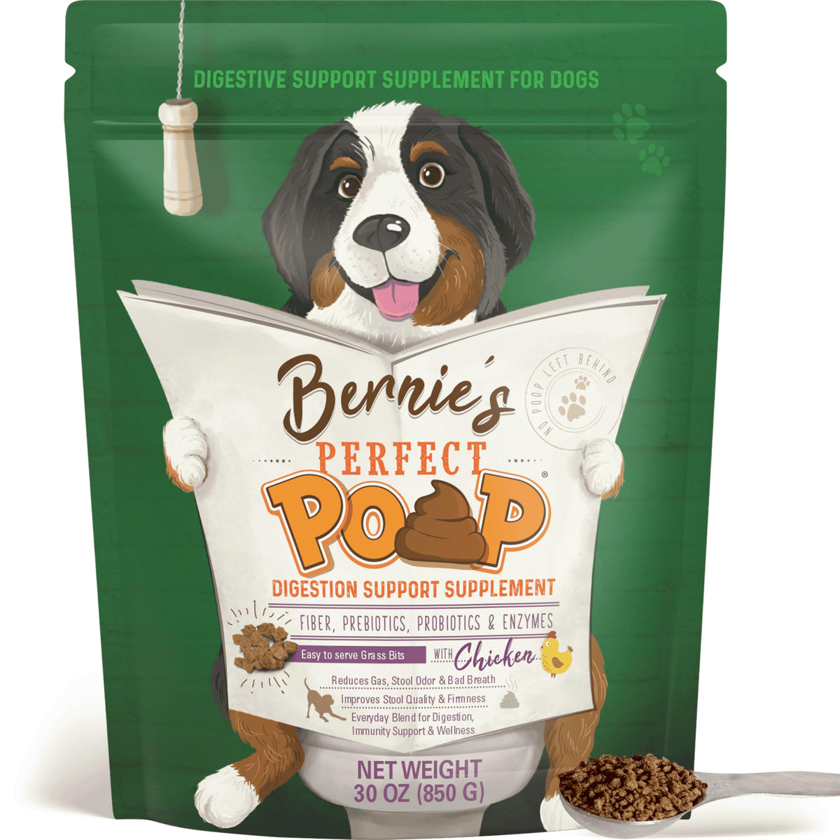 Perfect Poop Digestion & General Health Supplement for Dogs: Fiber, Prebiotics, Probiotics & Enzymes Relieve Digestive Conditions, Optimize Stool, and Improve Health (Cheddar Cheese, 12.8 oz)