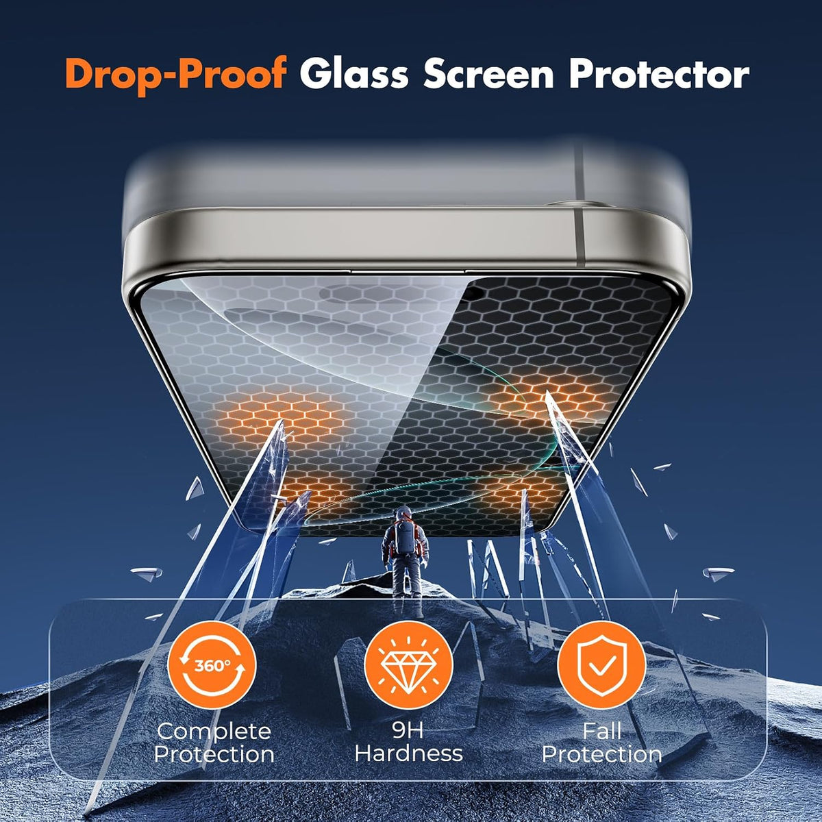 UNBREAKcable 3-Pack Screen Protector for iPhone 15, Full Coverage