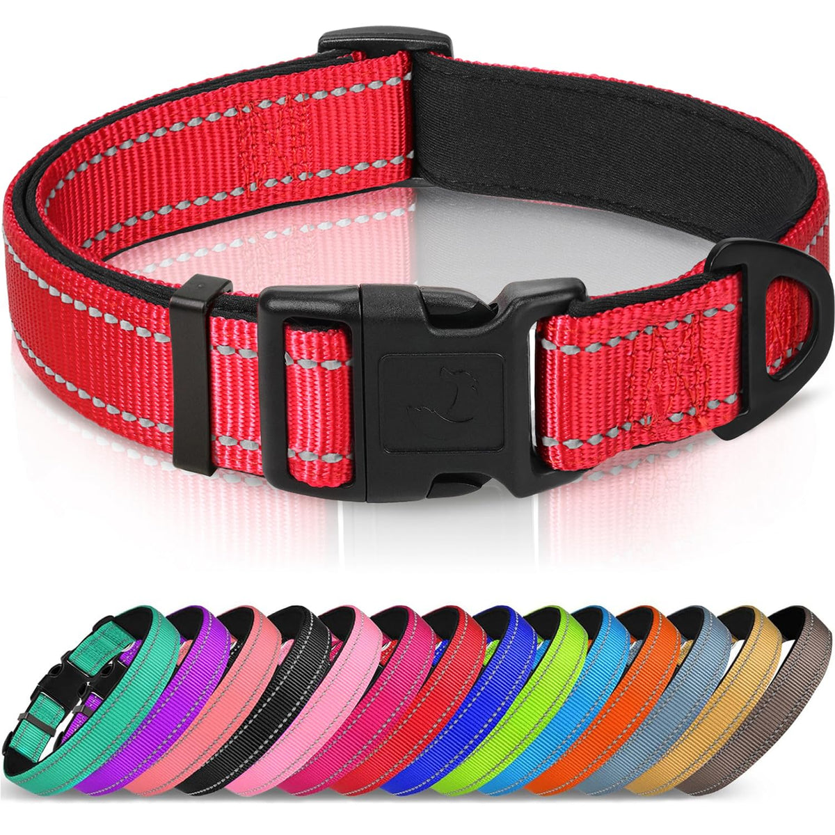 Joytale Reflective Dog Collar, Adjustable Neoprene Padded, Teal M