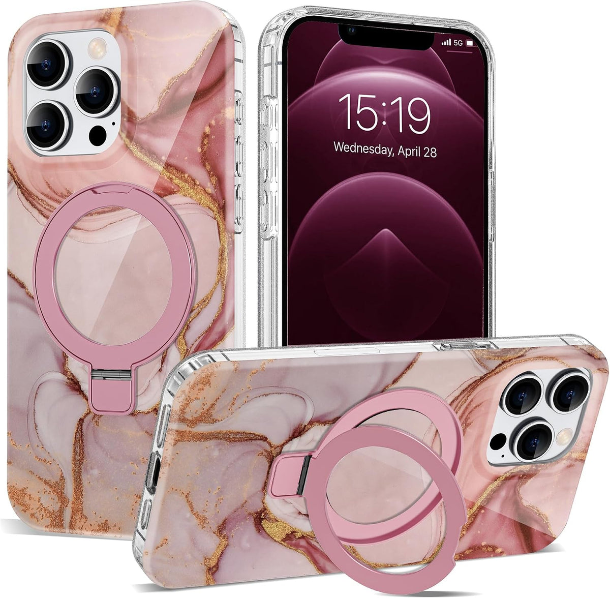 Marble Pattern Case for iPhone 11 with Stand 6.1",M-Purple