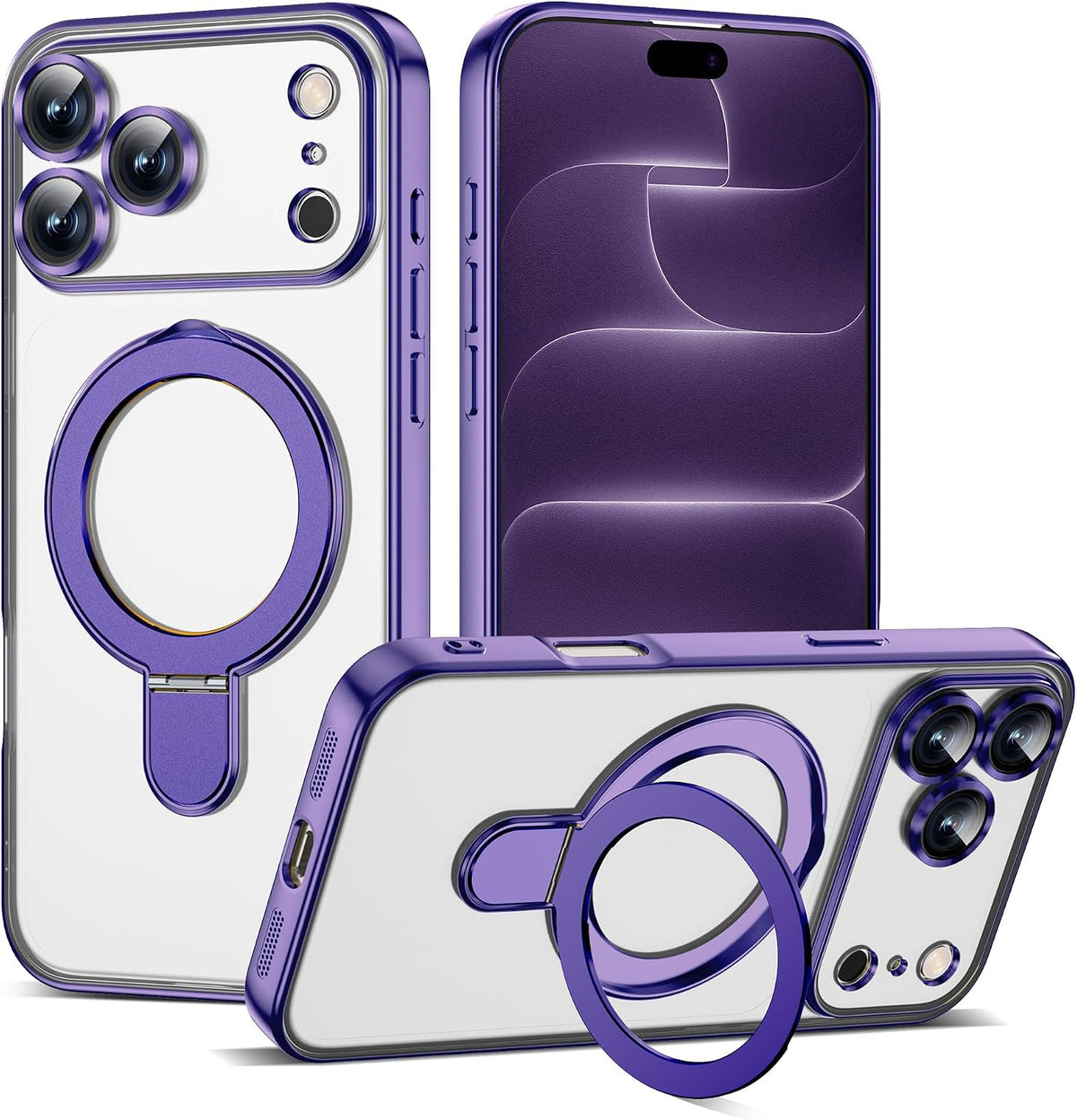 Marble Pattern Case for iPhone 11 with Stand 6.1",M-Purple