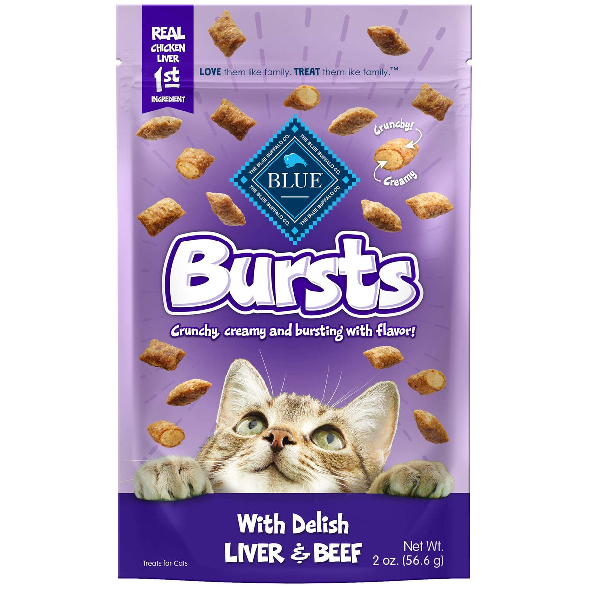 Blue Buffalo Bursts Seafood Crunchy & Creamy Cat Treats, 2 oz, 6 ct