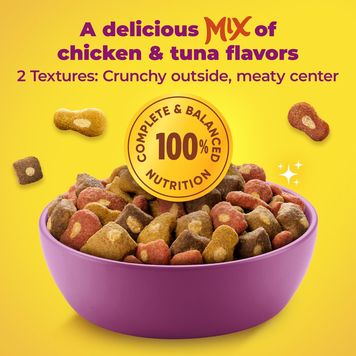 Meow Mix Tender Centers, Dry Cat Food, Salmon & Turkey Flavors, 4 Bags