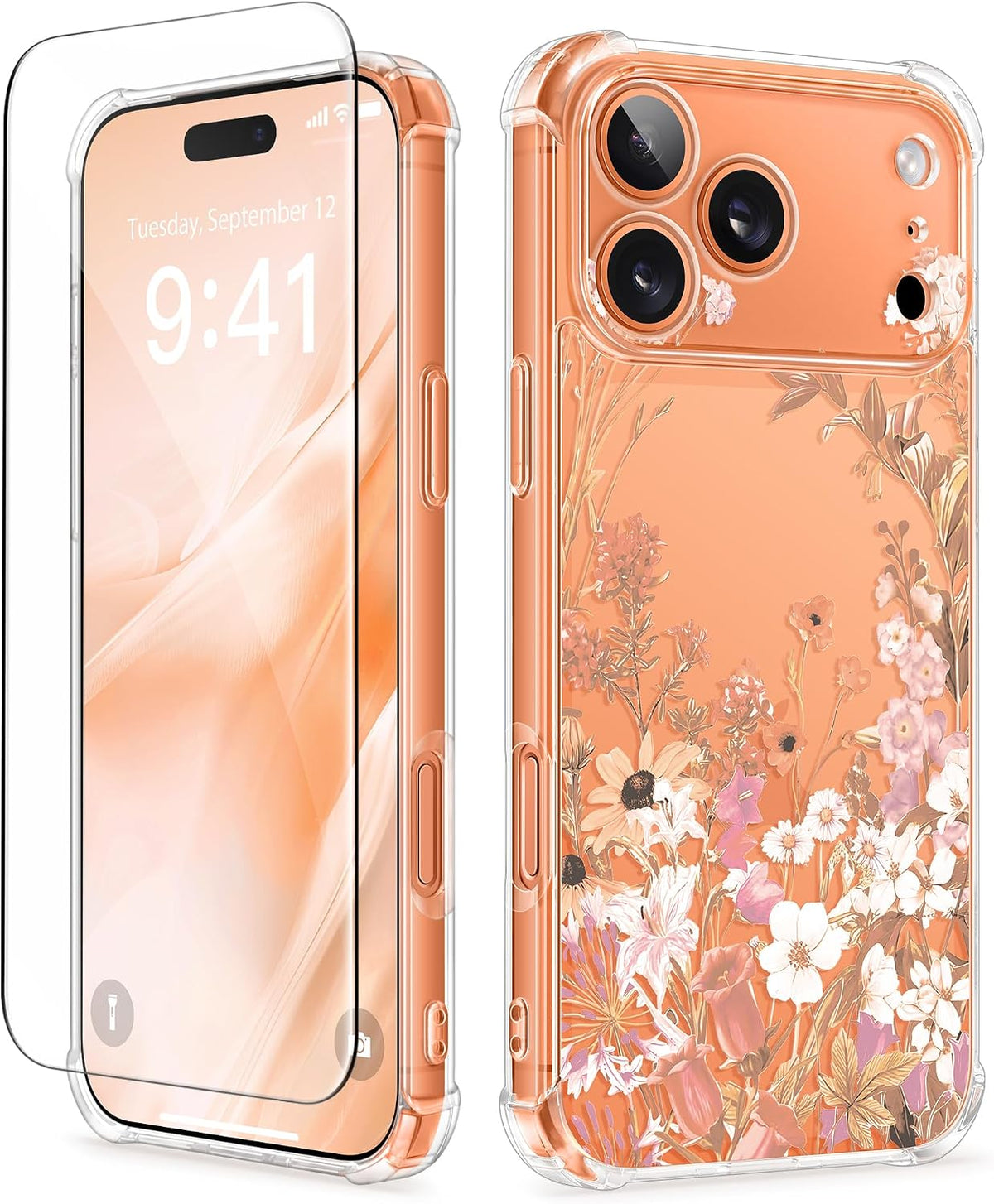 GVIEWIN for iPhone 17 Case Floral Clear Slim Women