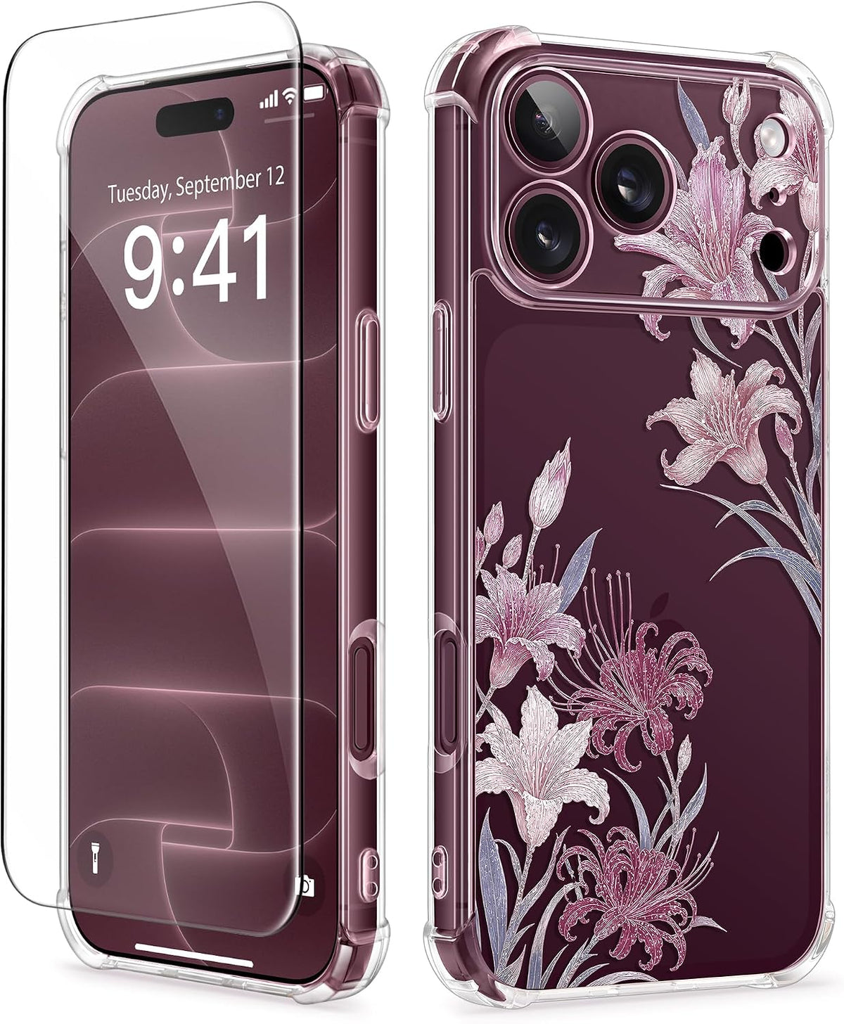 GVIEWIN for iPhone 17 Case Floral Clear Slim Women