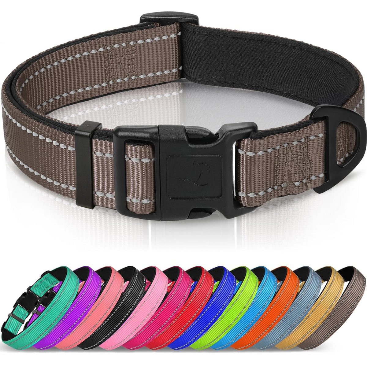Joytale Reflective Dog Collar, Adjustable Neoprene Padded, Teal M