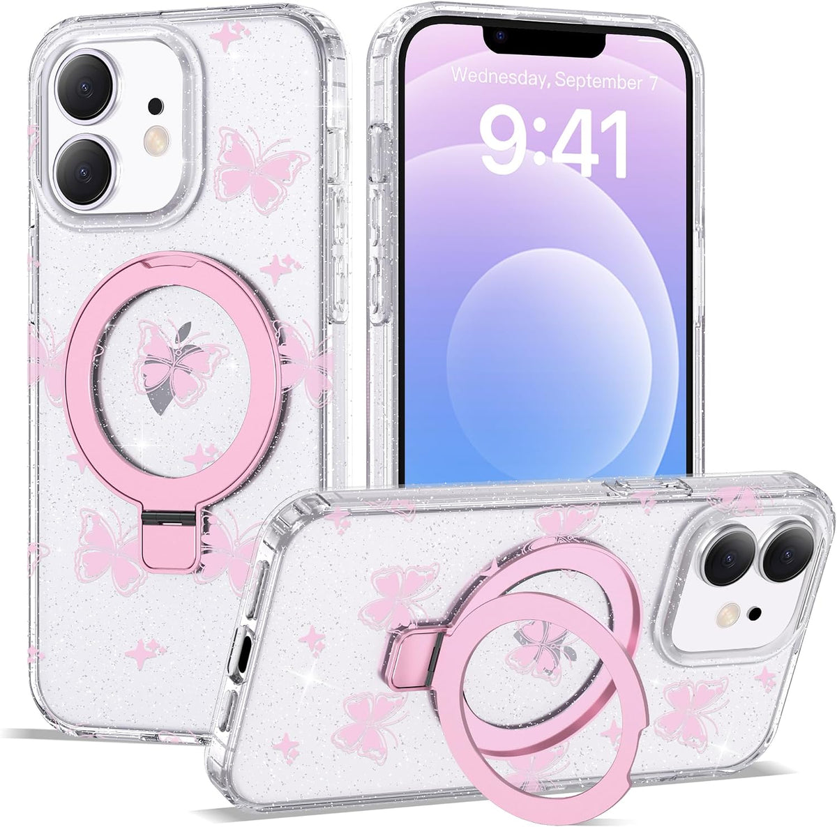 Marble Pattern Case for iPhone 11 with Stand 6.1",M-Purple