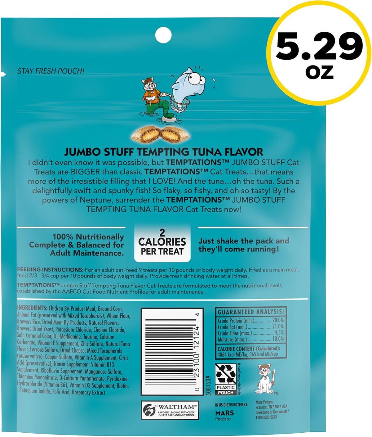Temptations Jumbo Stuff Crunchy & Soft Cat Treats, Tuna, 5.3 oz, 10 Pack