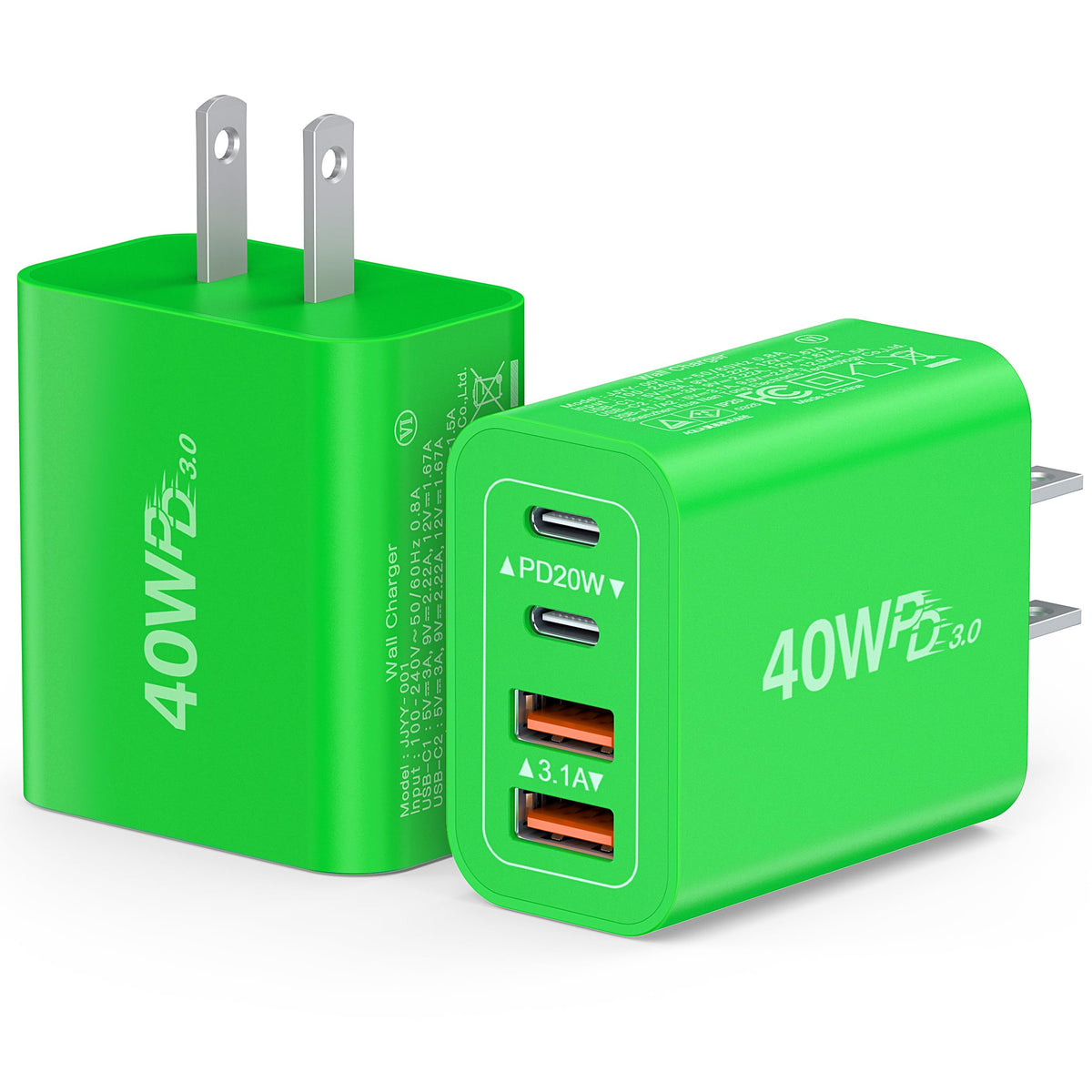 [2-Pack] USB C Charger Block 40W Max Output Type C Fast Charging Wall Plug