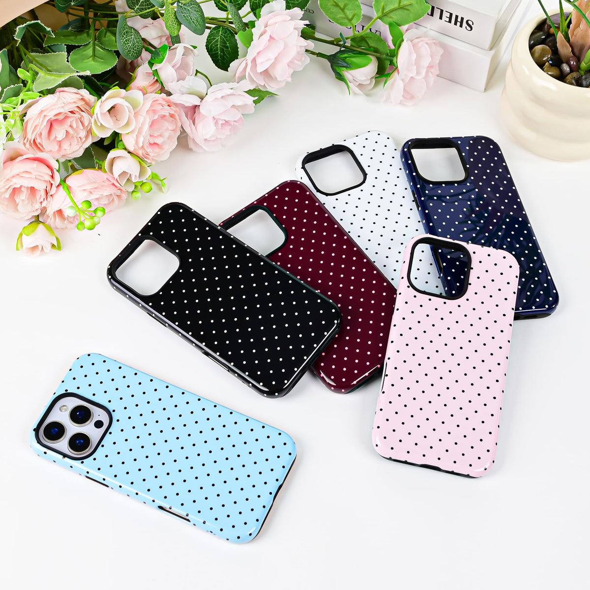 Polka Dot Pattern Phone Case for iPhone 17 6.3", White