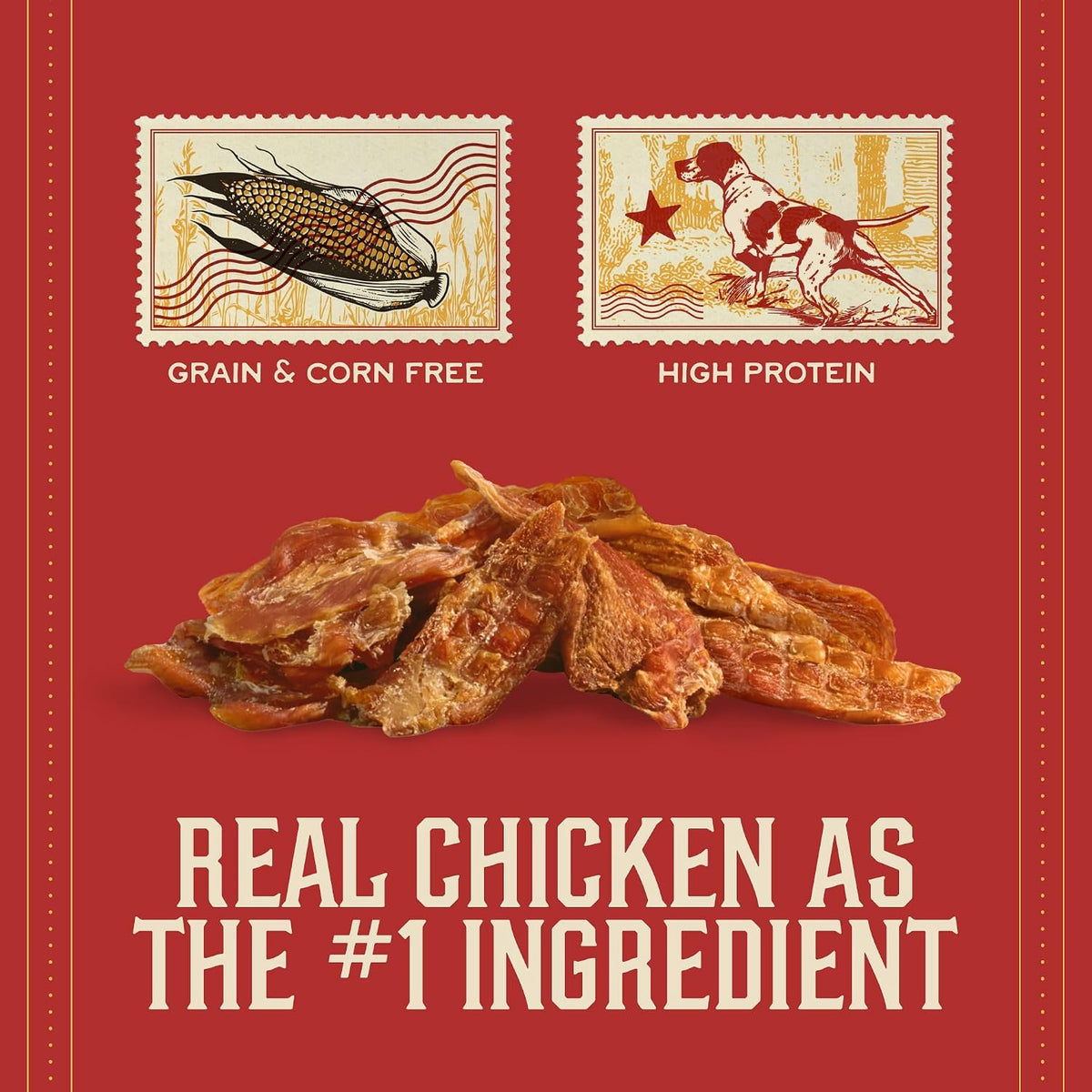 Waggin' Train Chicken Jerky Dog Treats, Made with 100% Real Chicken Breasts, Only Two All-Natural Ingredients, Great High Protein Dog Treat, Easily Digestible for Big or Small Dogs, 30 oz. Pouch