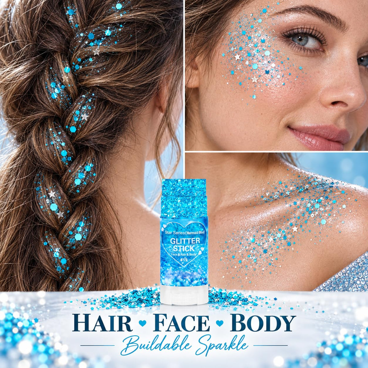 Mysense Red Face Hair Body Glitter Stick,Halloween Cosplay Sparkling Sequins Chunky Glitter Makeup,Festival Rave Concert Outfit Accessories for Women Girls Kids