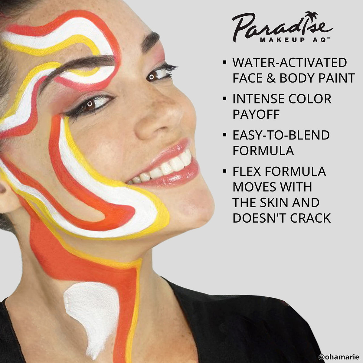 Mehron Makeup Paradise AQ - WHITE, Water-Activated Face & Body Paint