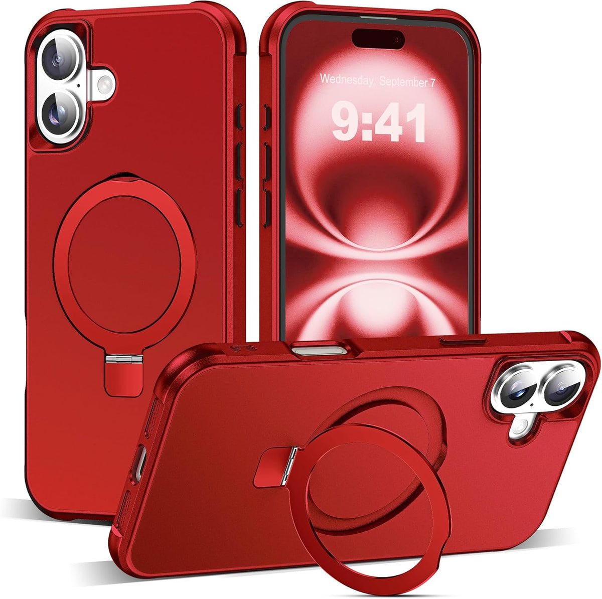 SKYLMW Compatible with iPhone 16 Pro Max Case with Stand,Rose