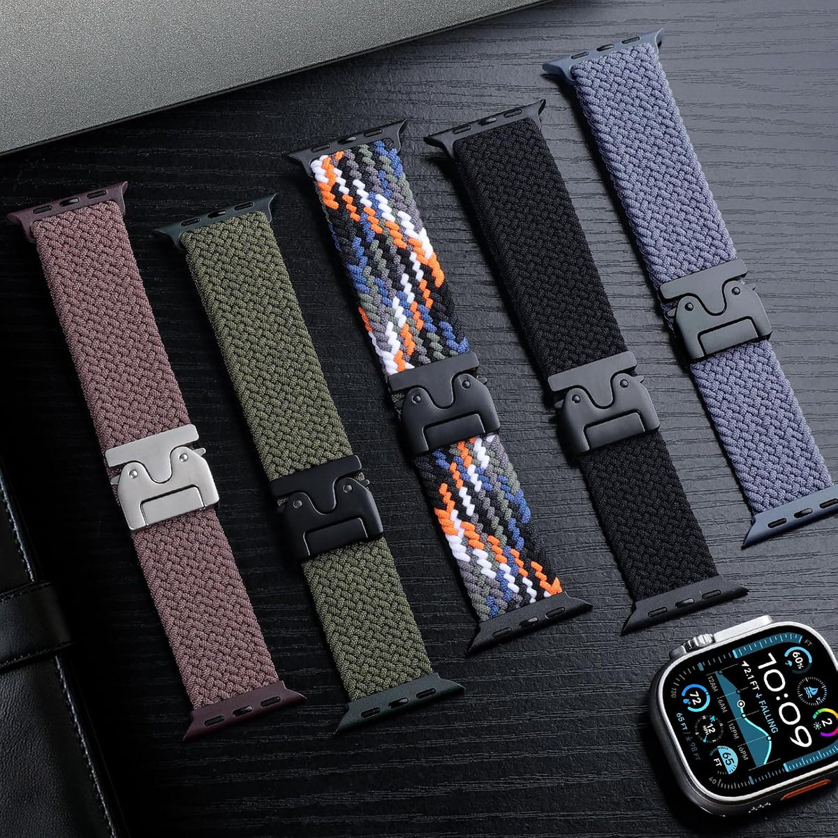 Elastic Sport Band for Apple Watch Ultra 4/3/2 Band 49mm 46mm 45mm 44mm 42mm 41mm 40mm Men, Adjustable Parachute Buckle Nylon Fabric Wristband for iWatch Series 12 11 10 SE 9 8 7 6 5 4 3