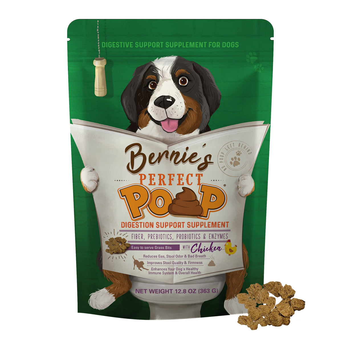 Perfect Poop Digestion & General Health Supplement for Dogs: Fiber, Prebiotics, Probiotics & Enzymes Relieve Digestive Conditions, Optimize Stool, and Improve Health (Cheddar Cheese, 12.8 oz)