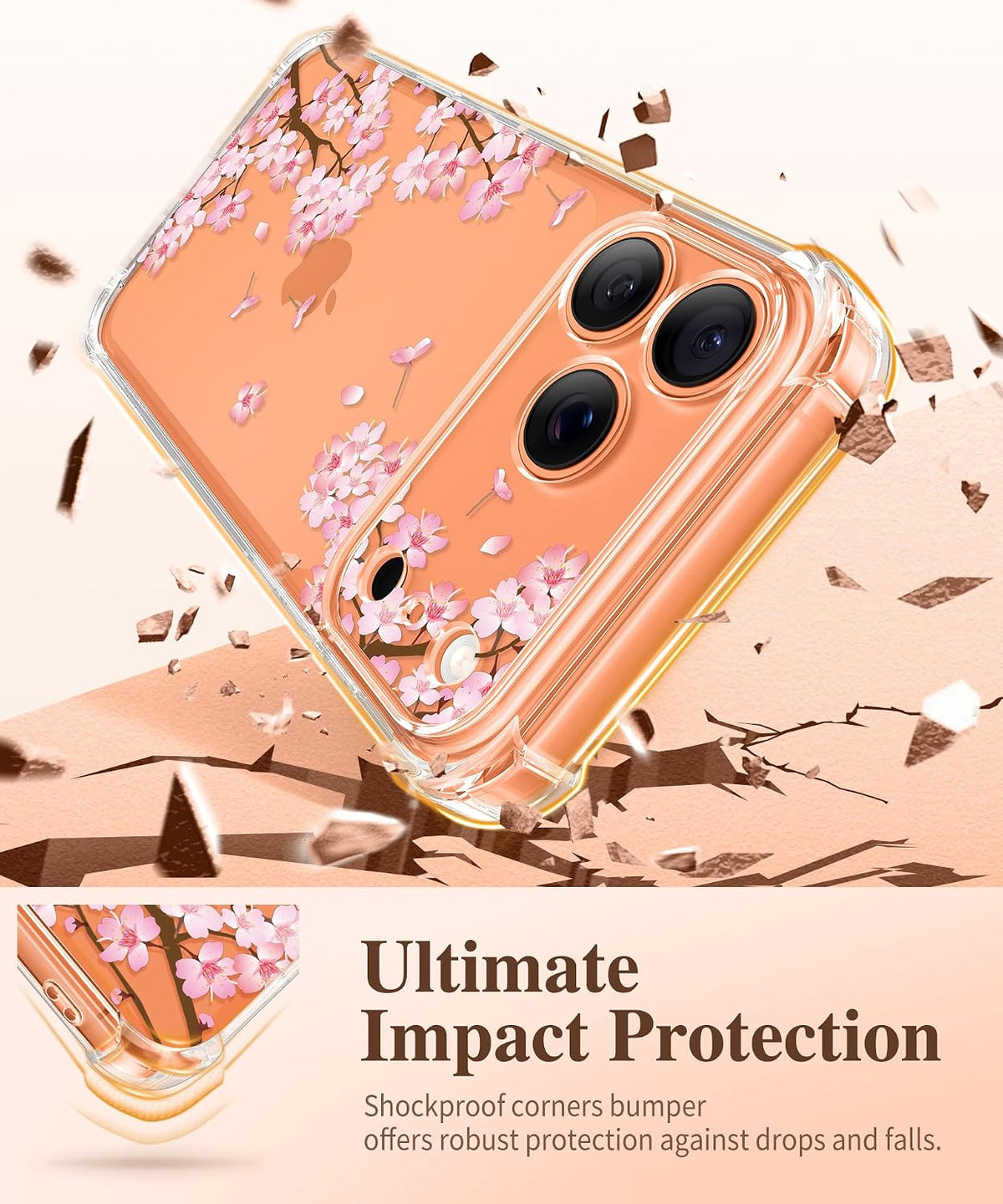 GVIEWIN for iPhone 17 Case Floral Clear Slim Women