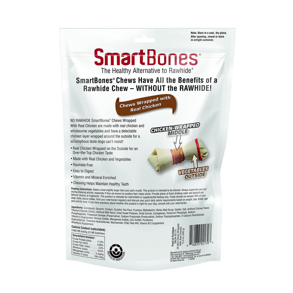 SmartBones Mini Bones Rawhide-Free Dog Treat, Real Peanut Butter, 24 Count