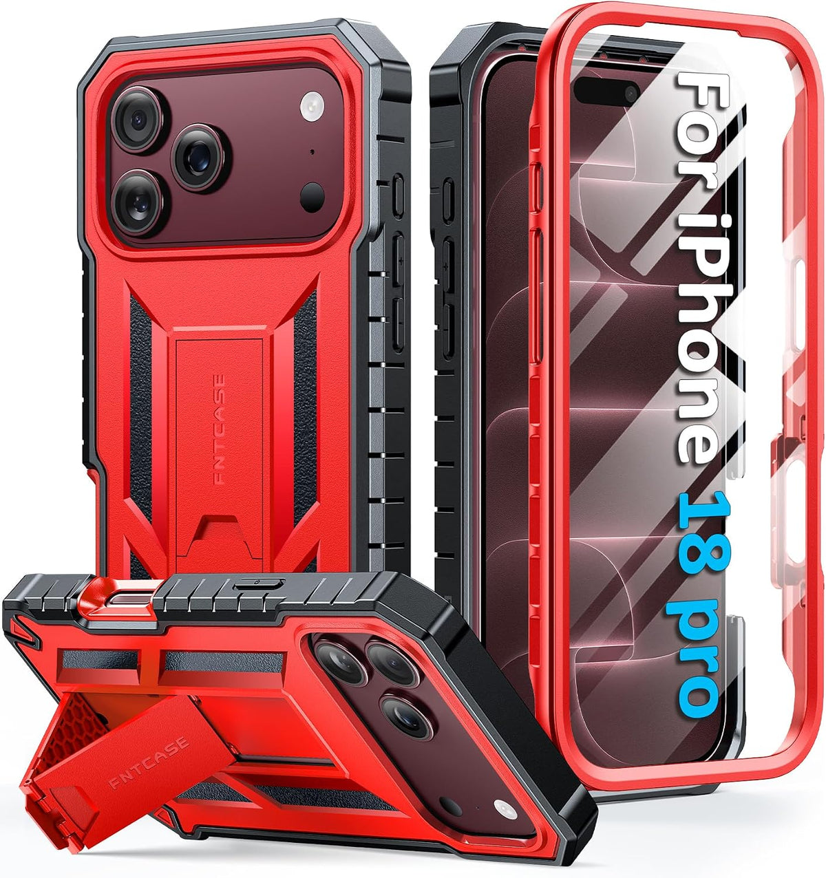 FNTCASE for iPhone 16 Case with Belt Clip and Built-in Screen Protector