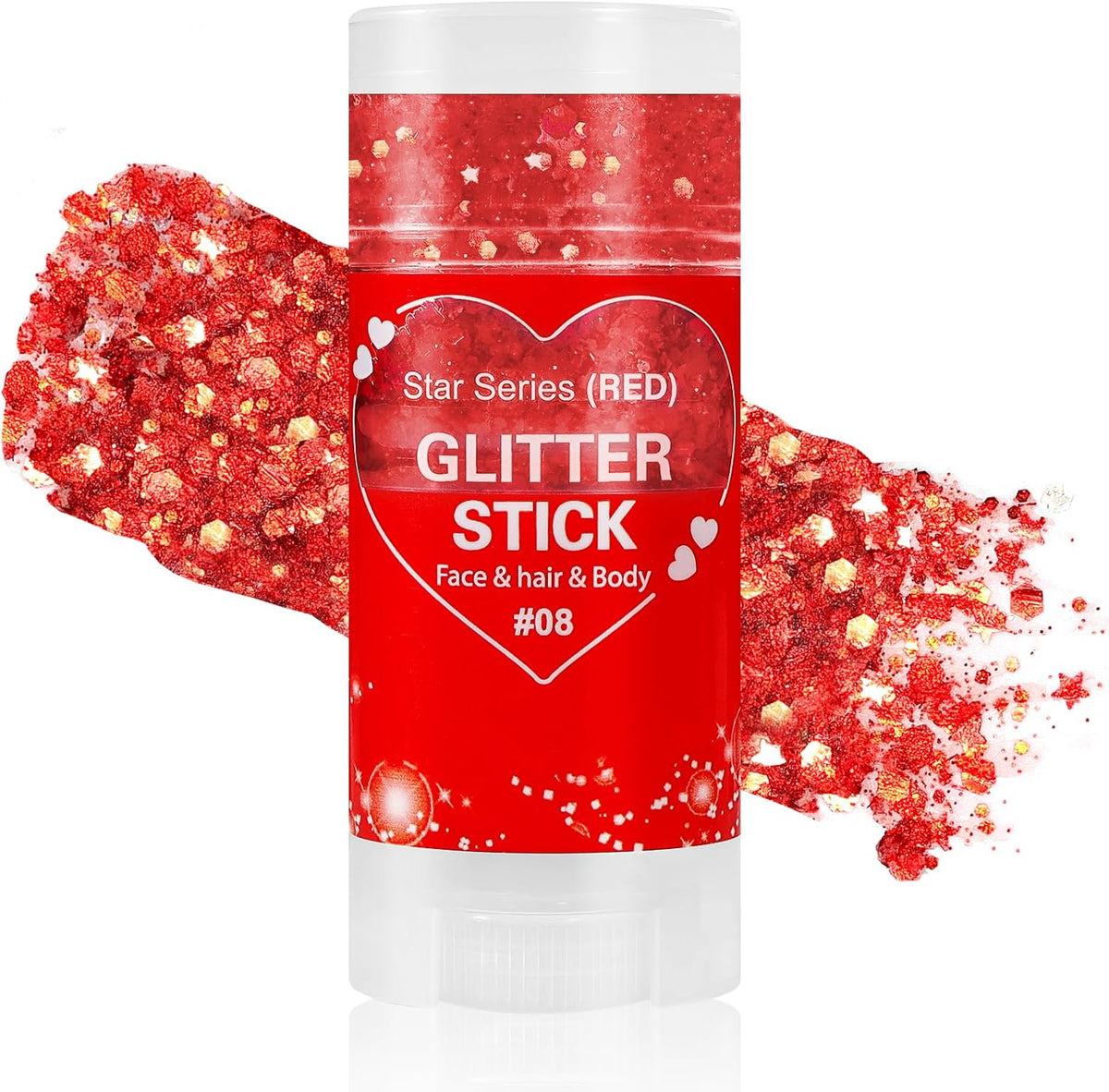 Mysense Red Face Hair Body Glitter Stick,Halloween Cosplay Sparkling Sequins Chunky Glitter Makeup,Festival Rave Concert Outfit Accessories for Women Girls Kids