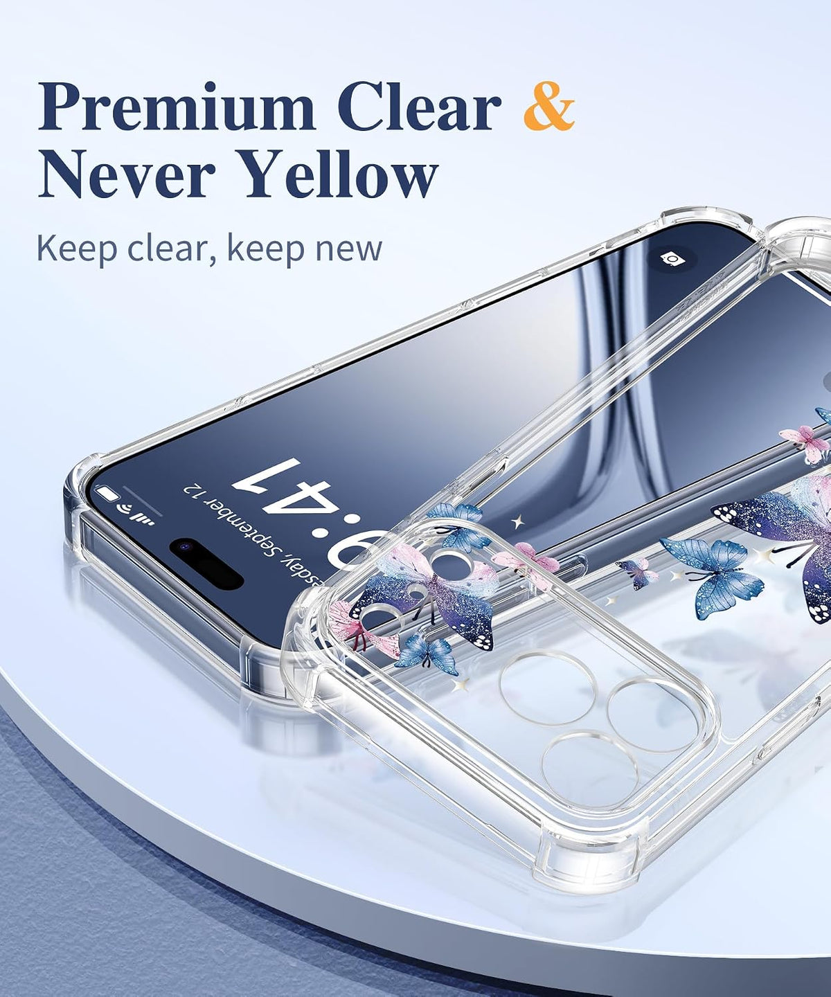GVIEWIN for iPhone 17 Case Floral Clear Slim Women