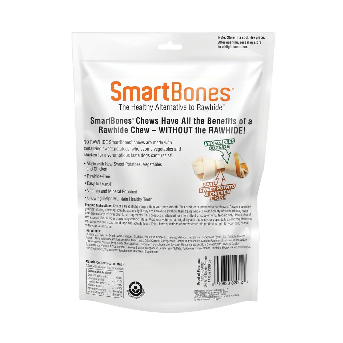SmartBones Mini Bones Rawhide-Free Dog Treat, Real Peanut Butter, 24 Count