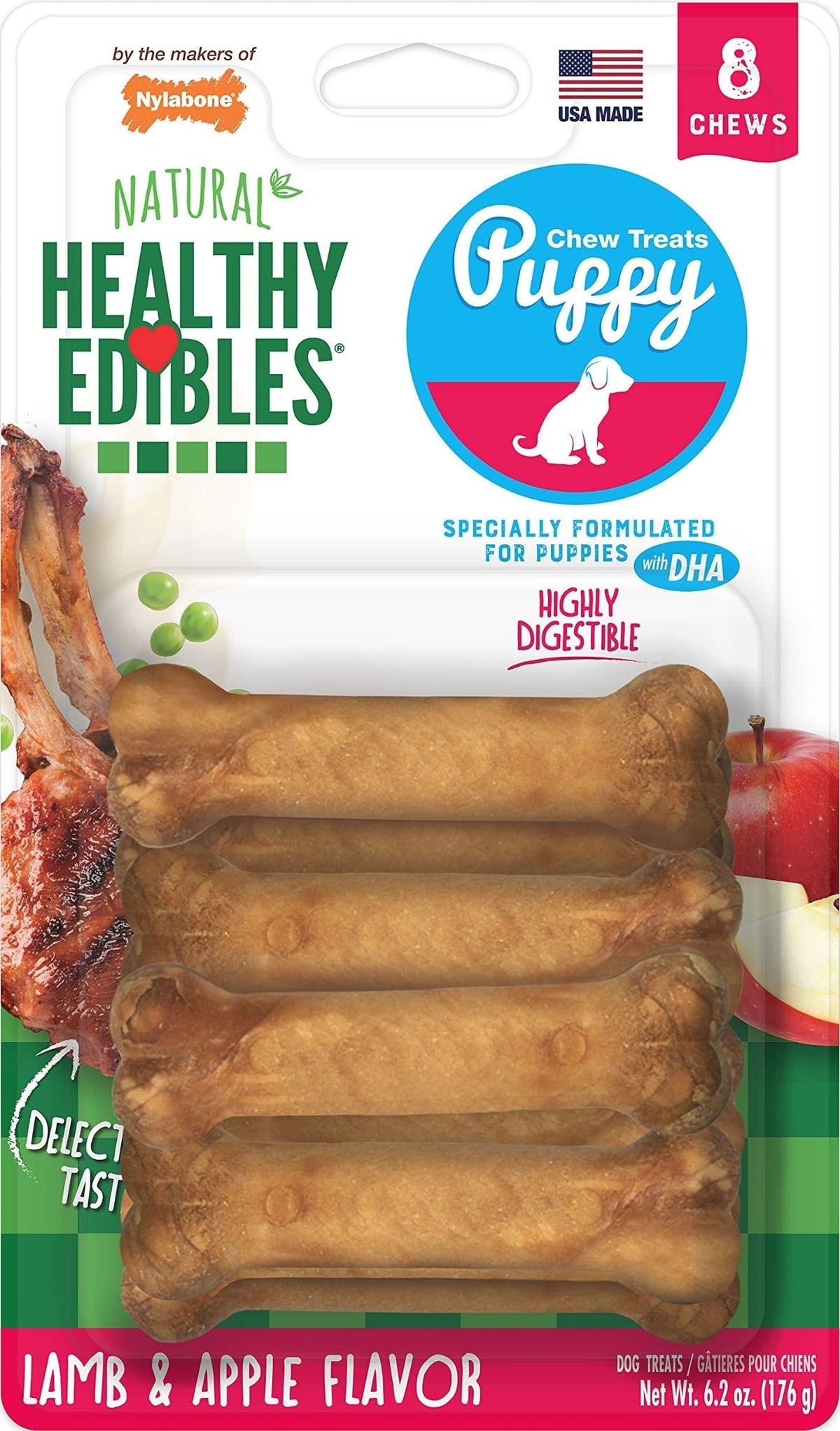 Nylabone Healthy Edibles Puppy Dog Treats Variety Pack, 3 Count
