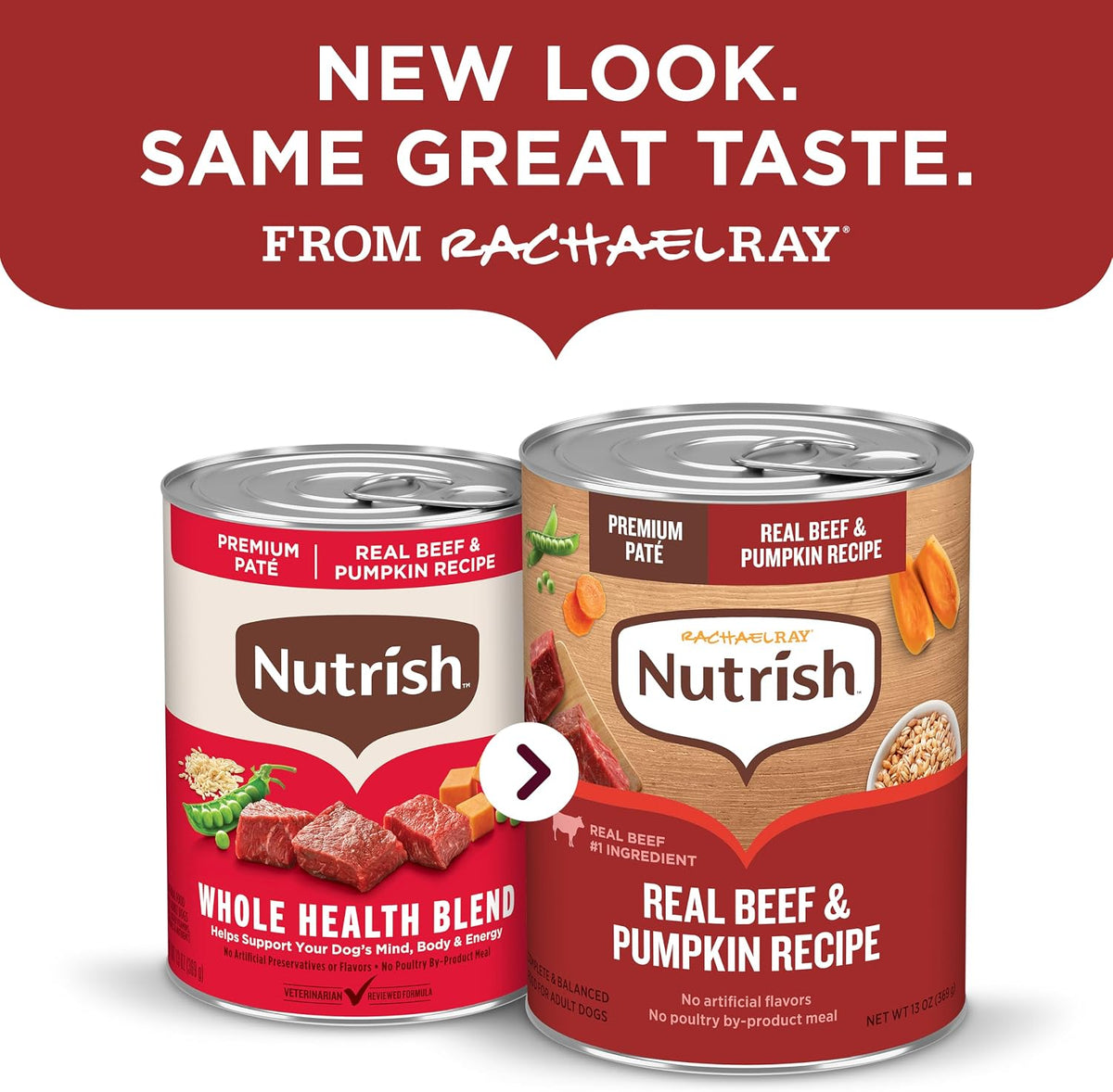 Nutrish Beef Paté Wet Dog Food, 13 oz. Can, 12 Pack (Rachael Ray)