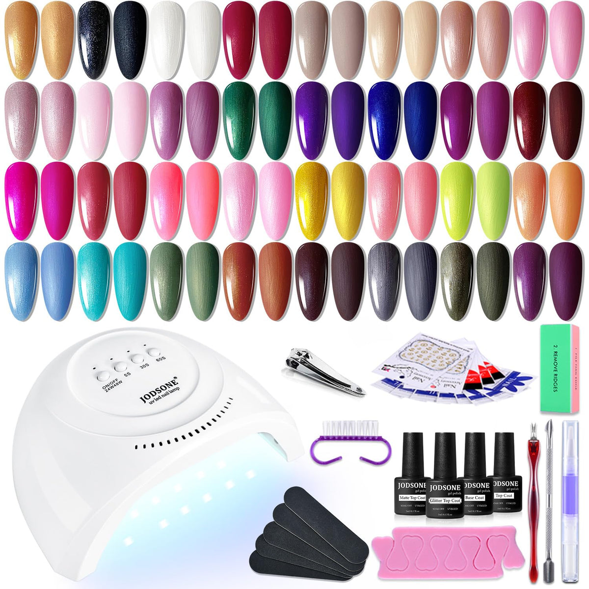 JODSONE 23 PCS Gel Nail Polish Set with Base Glossy and Matte Top Coat Multicolored Gel Nail Long Lasting Suitable for All Seasons