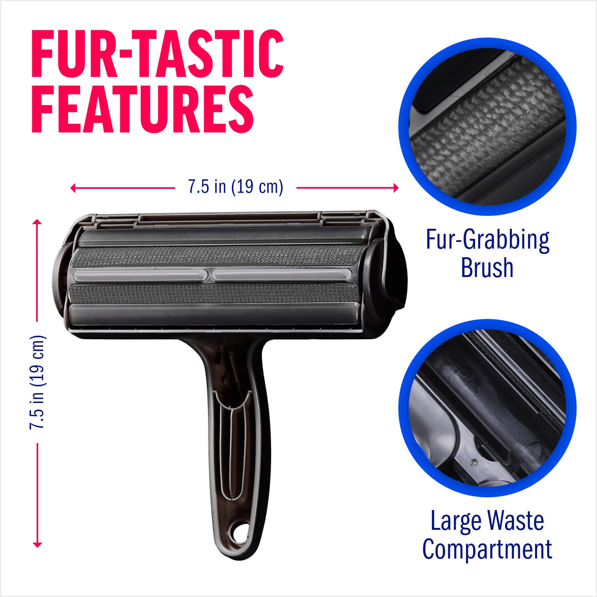 ChomChom Roller Pet Hair Remover – Original Size Reusable Lint Roller for Cat & Dog Hair on Furniture, Couch, Carpet, Car, Rugs & Bedding – Portable, Eco-Friendly (White)
