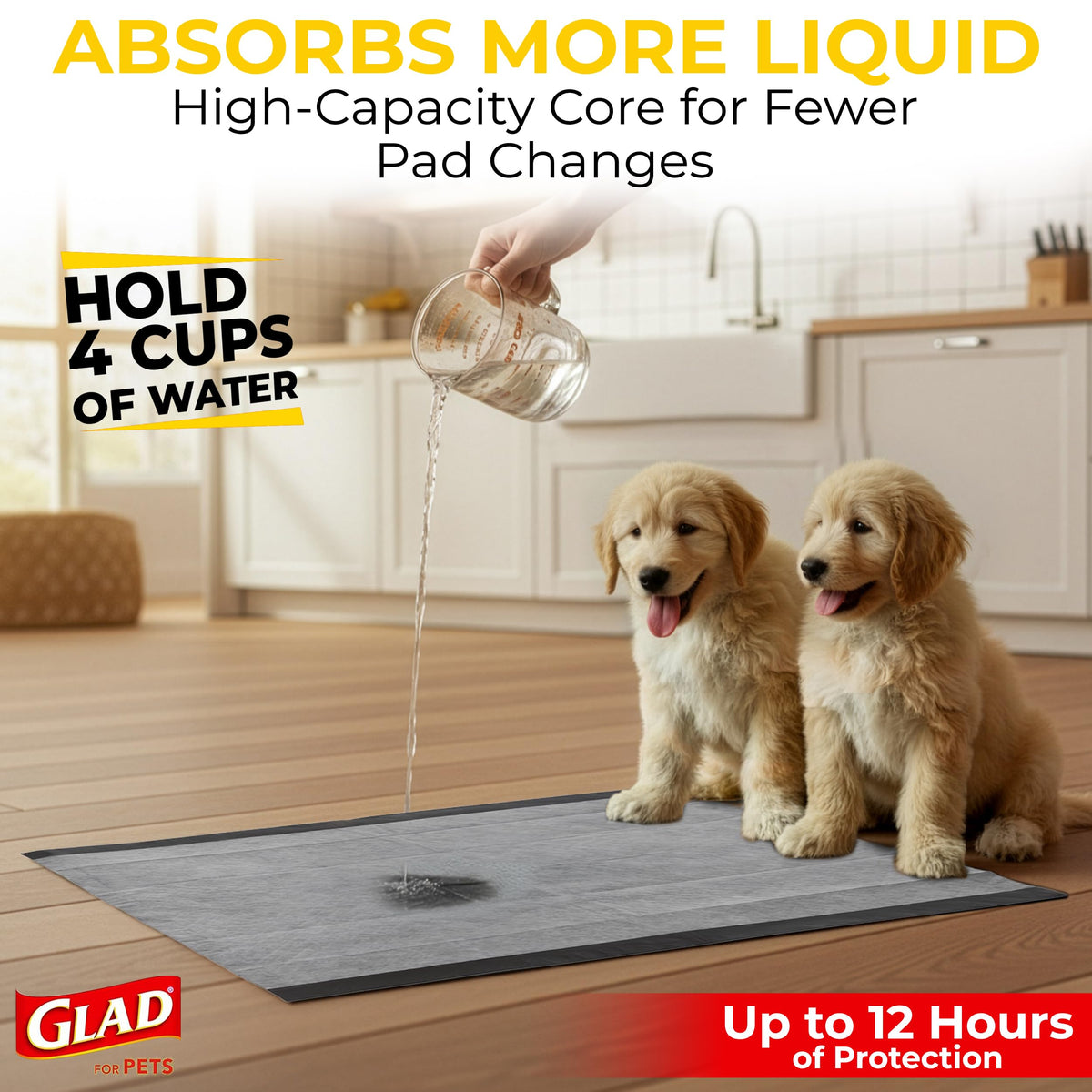 Glad for Pets, Activated Carbon, Large Puppy Pads, Dog Pee Pads, 150 Count