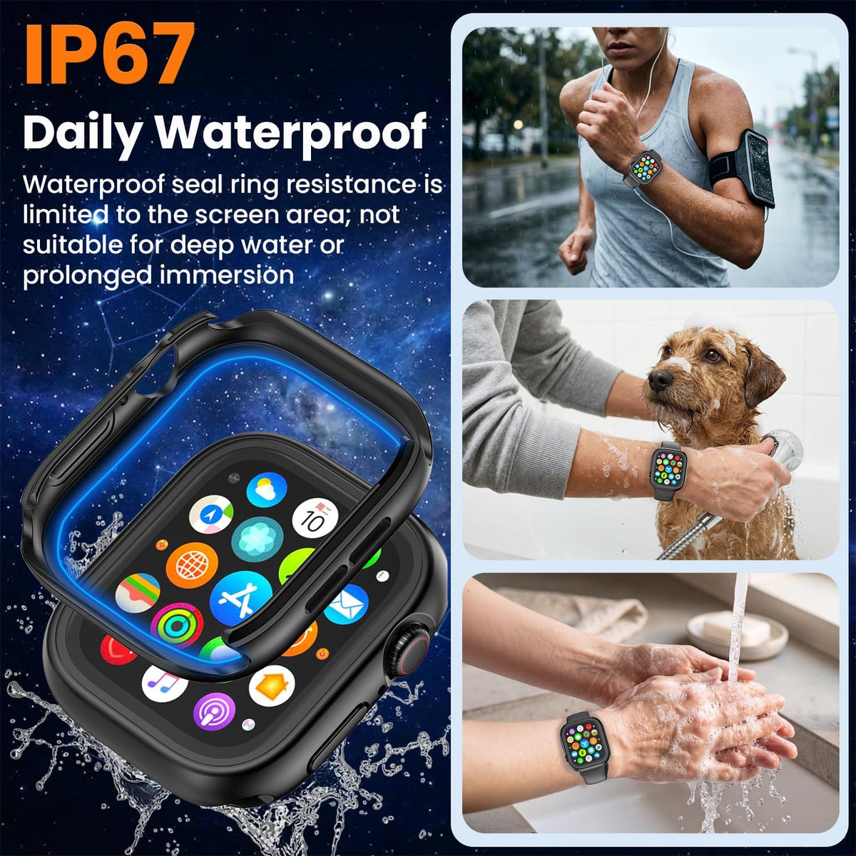 YIJDACASE 3 in 1 Waterproof Case for 41mm Apple Watch Series 9 8 7