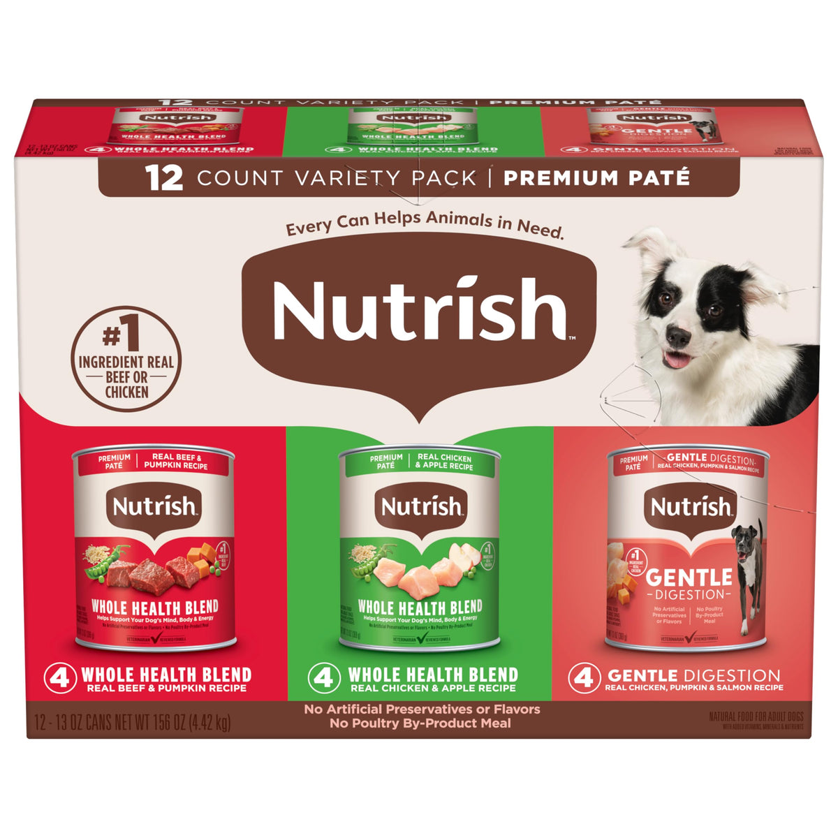 Nutrish Beef Paté Wet Dog Food, 13 oz. Can, 12 Pack (Rachael Ray)