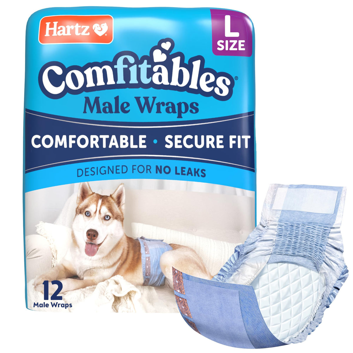 Hartz Comfitables Disposable Male Dog Wraps Stretchy Waistband, M 36 Count