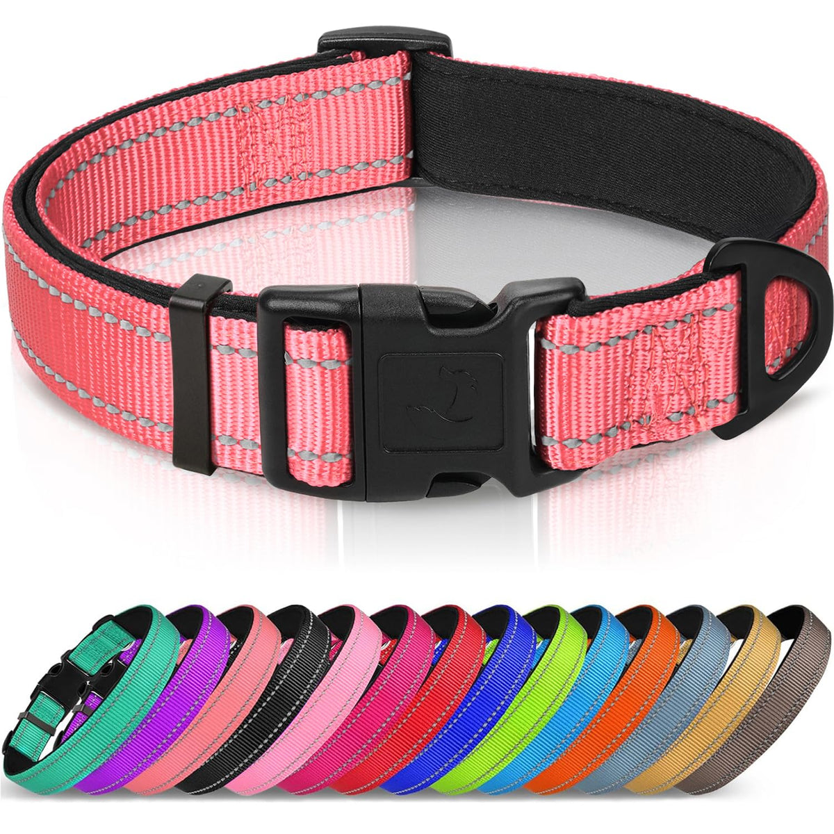 Joytale Reflective Dog Collar, Adjustable Neoprene Padded, Teal M