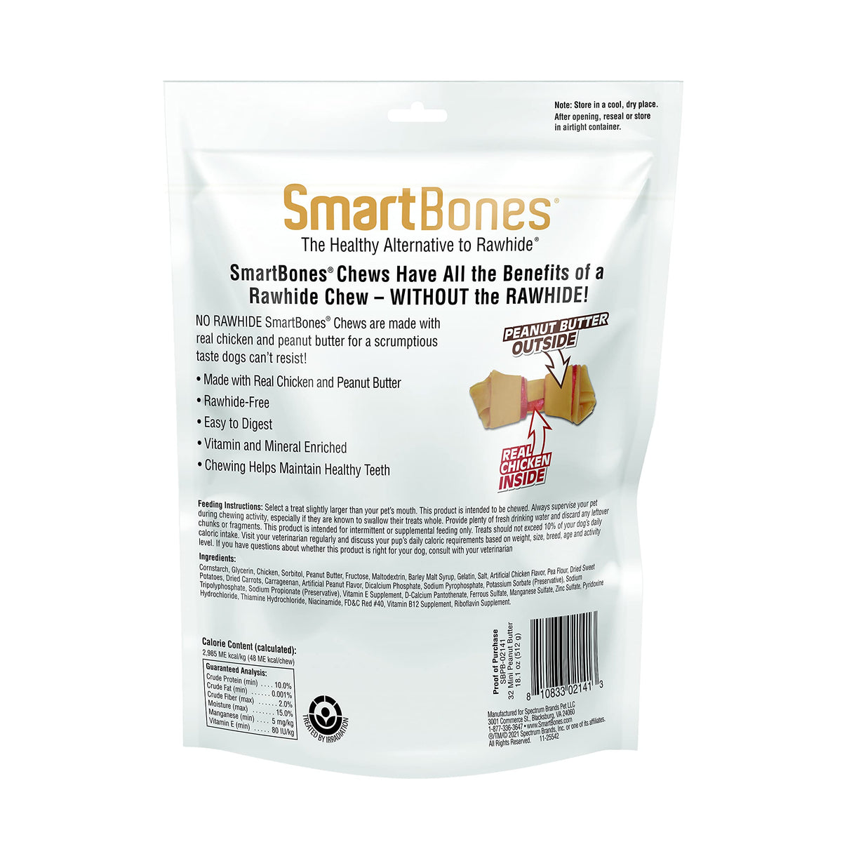 SmartBones Mini Bones Rawhide-Free Dog Treat, Real Peanut Butter, 24 Count