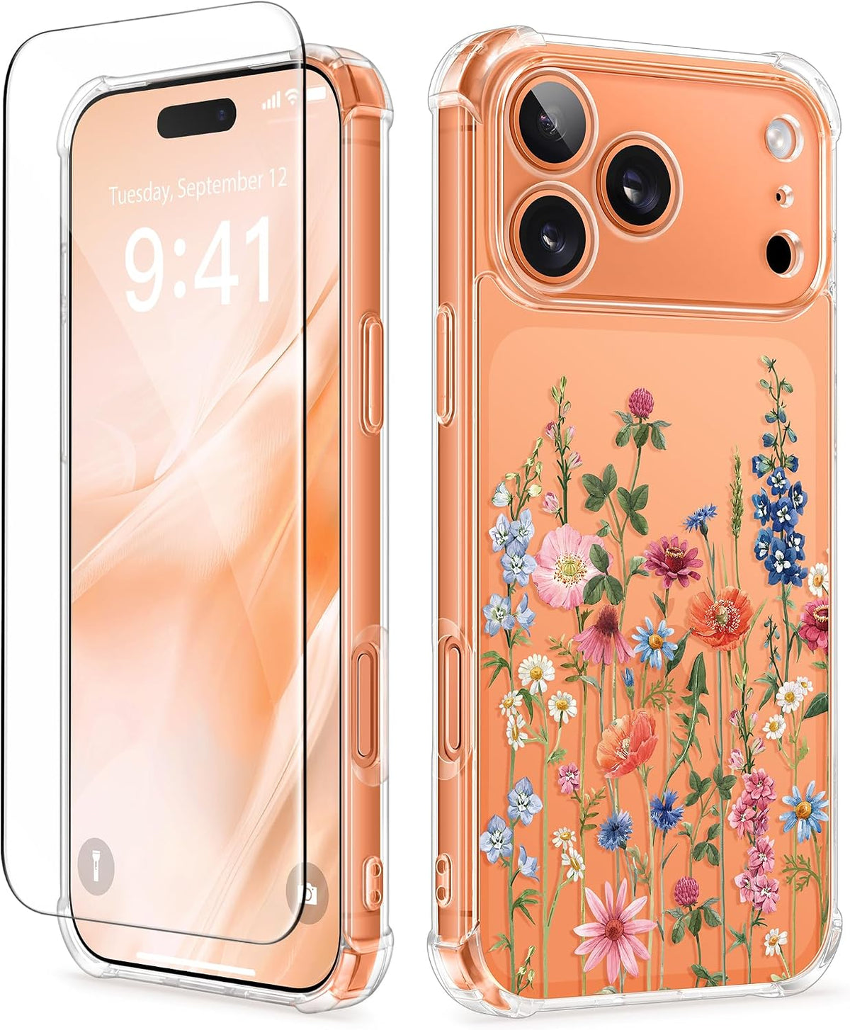 GVIEWIN for iPhone 17 Case Floral Clear Slim Women