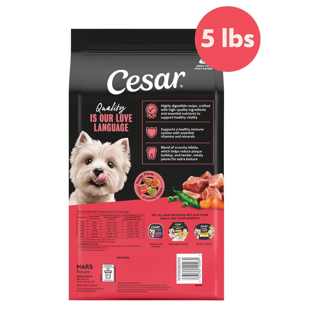 Cesar Small Breed Dry Dog Food, Chicken & Spring Vegetables Flavor, 2.7 lb