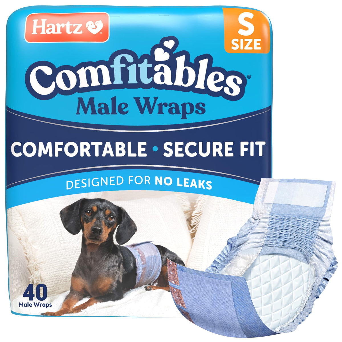 Hartz Comfitables Disposable Male Dog Wraps Stretchy Waistband, M 36 Count
