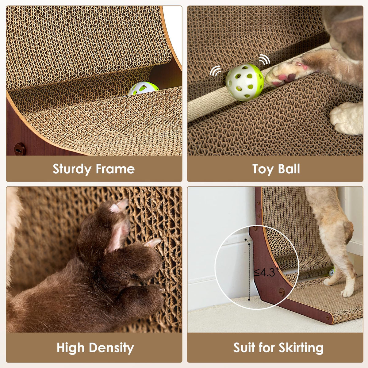 EHEYCIGA Cardboard Cat Scratcher for Indoor Cats, 26.8 Inch, Brown