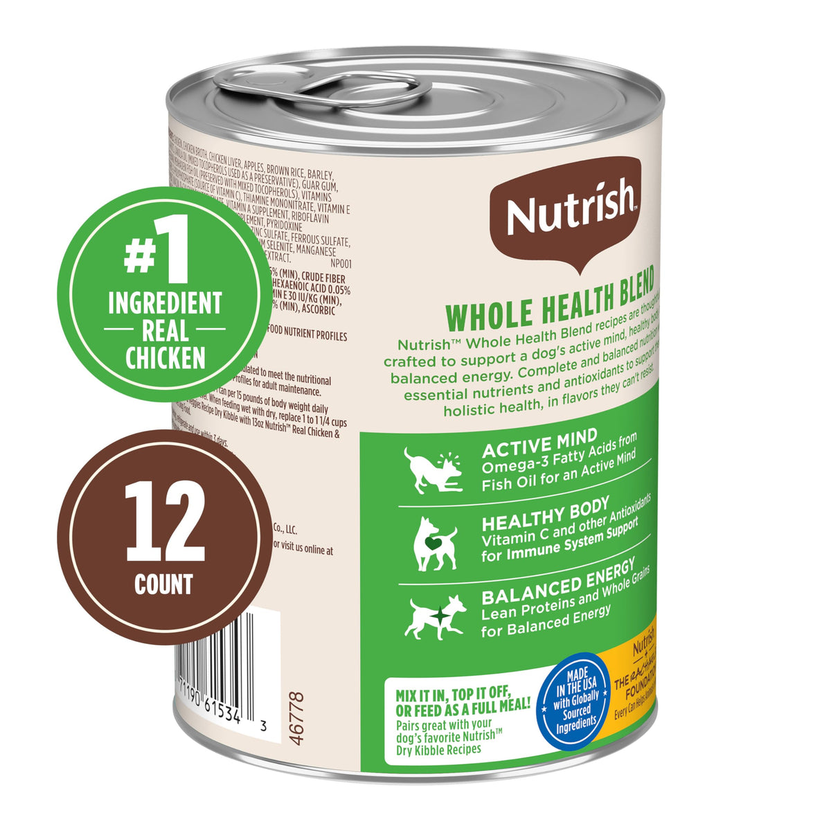 Nutrish Beef Paté Wet Dog Food, 13 oz. Can, 12 Pack (Rachael Ray)
