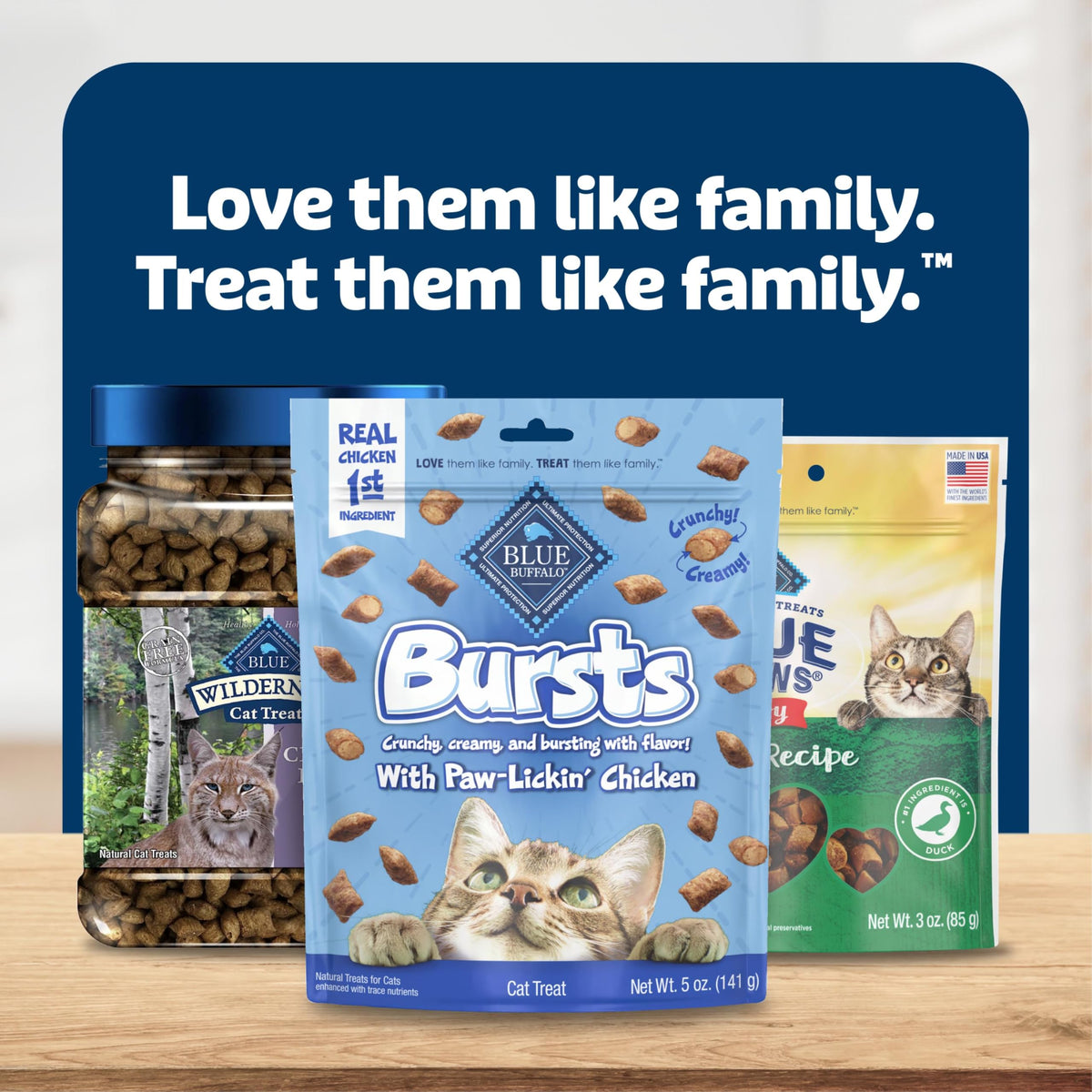 Blue Buffalo Bursts Seafood Crunchy & Creamy Cat Treats, 2 oz, 6 ct
