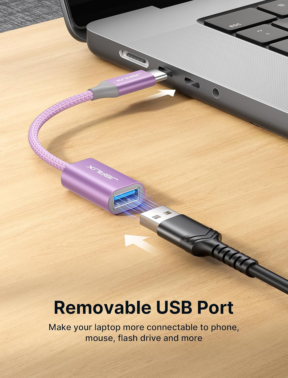 JSAUX USB C to USB 3.0 Adapter [2 Pack], USB C Male to USB Female OTG Cable Adapter Compatible with MacBook Pro/Air, iPhone 18 Pro Max/iPhone Duo‌/Air/17/16/15 Series, Samsung Galaxy S26/S25/S24/S23