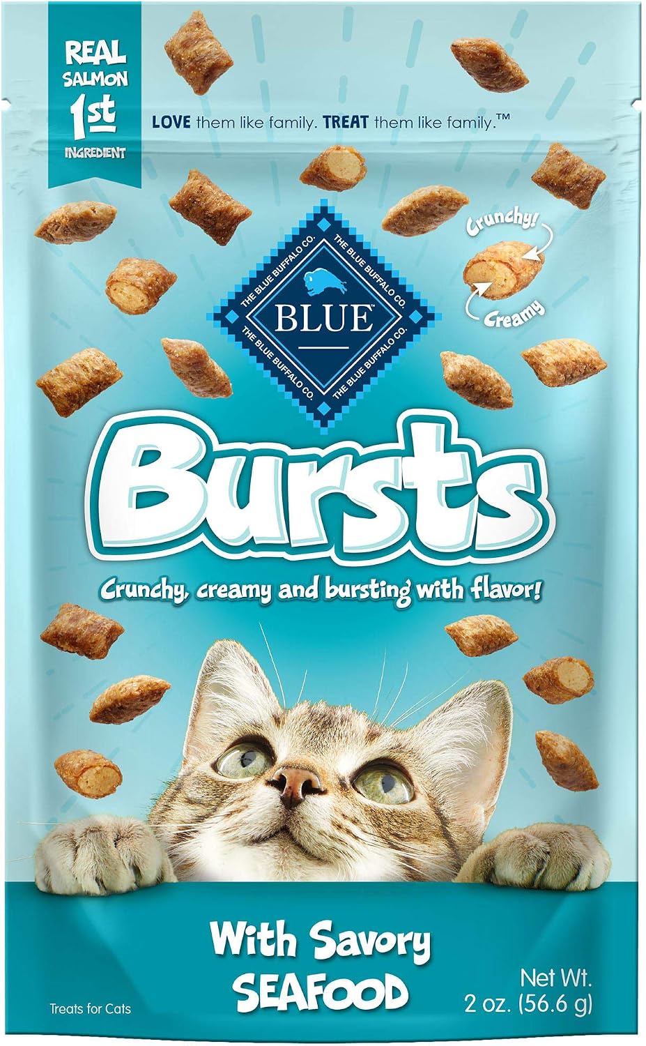 Blue Buffalo Bursts Seafood Crunchy & Creamy Cat Treats, 2 oz, 6 ct
