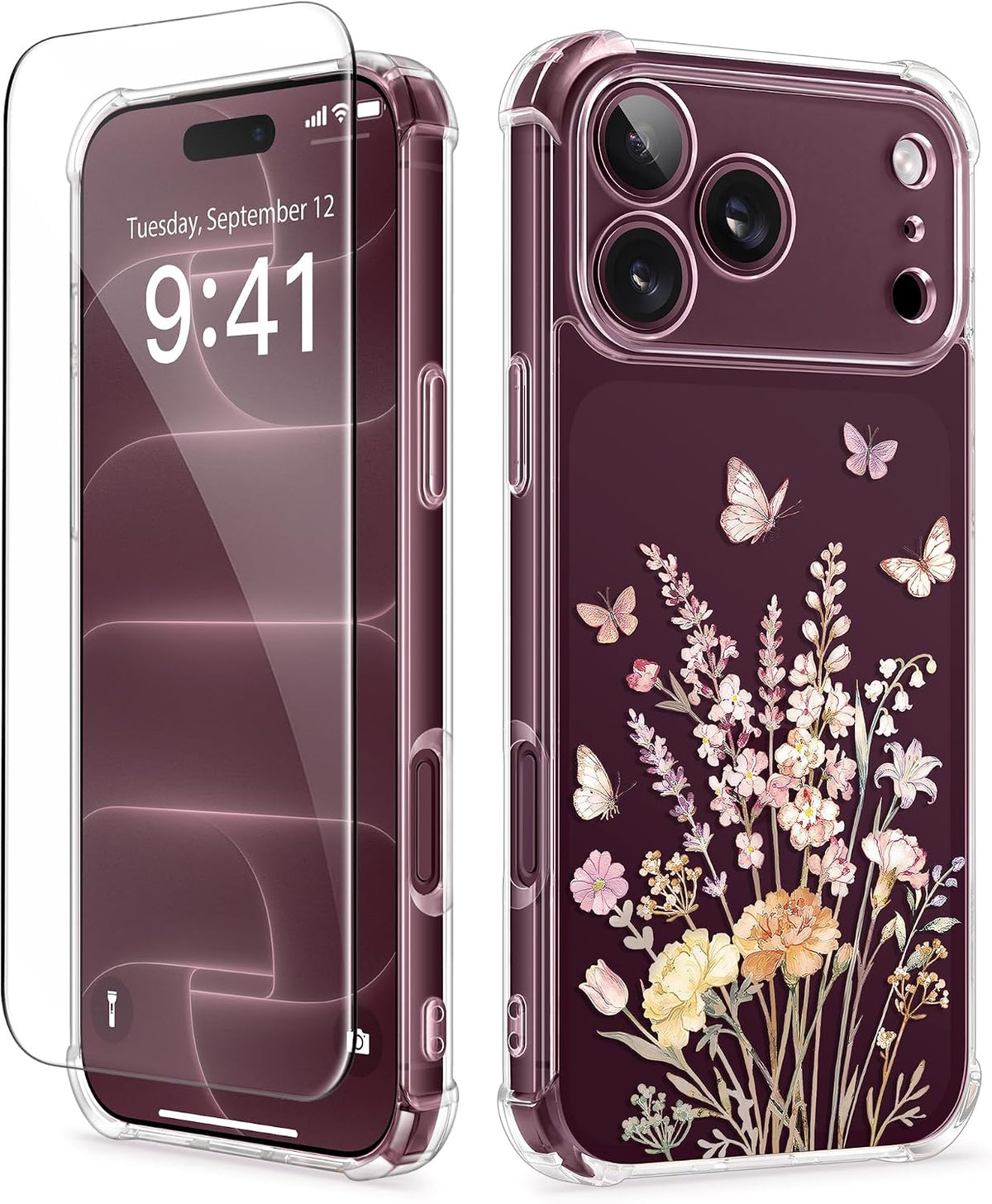 GVIEWIN for iPhone 17 Case Floral Clear Slim Women