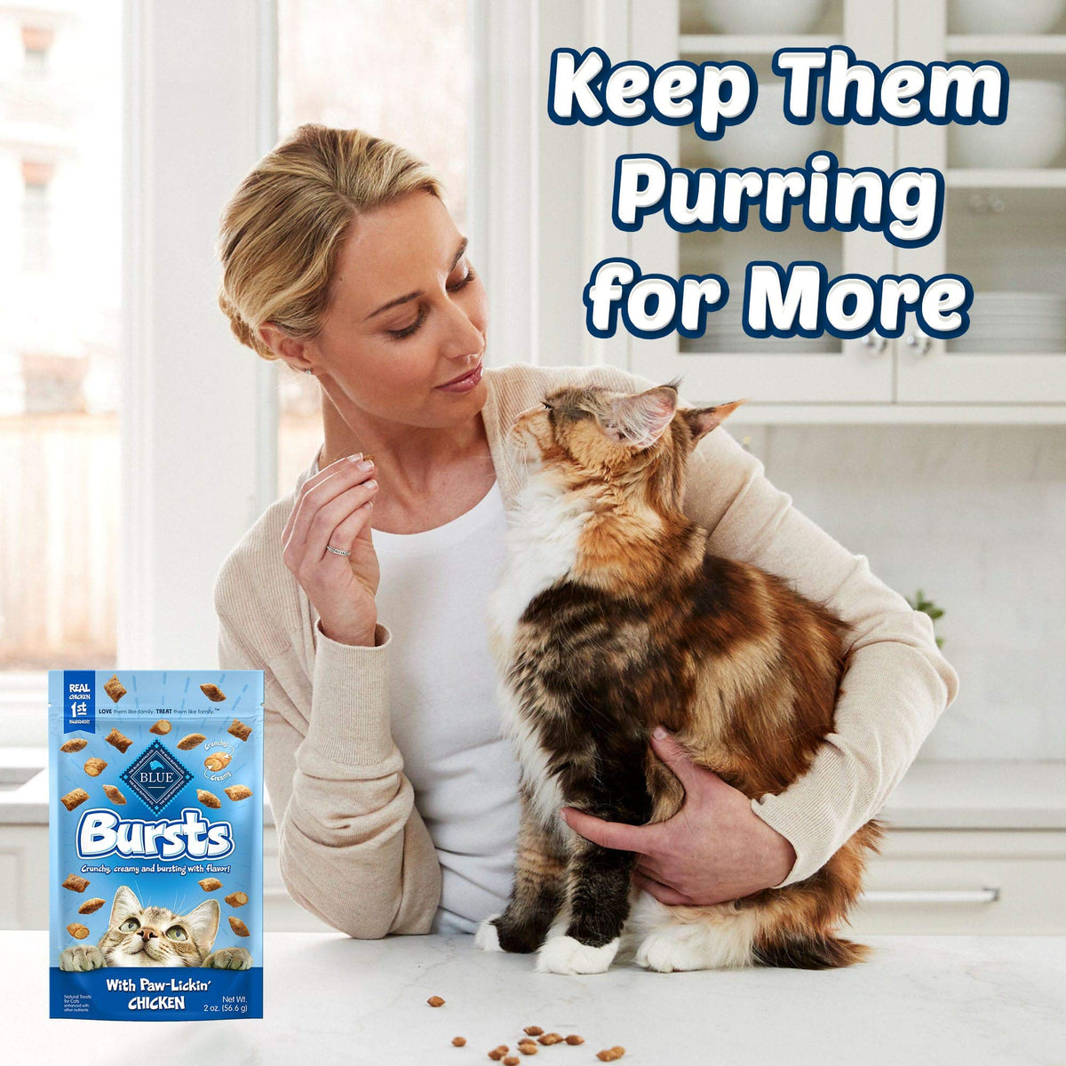 Blue Buffalo Bursts Seafood Crunchy & Creamy Cat Treats, 2 oz, 6 ct