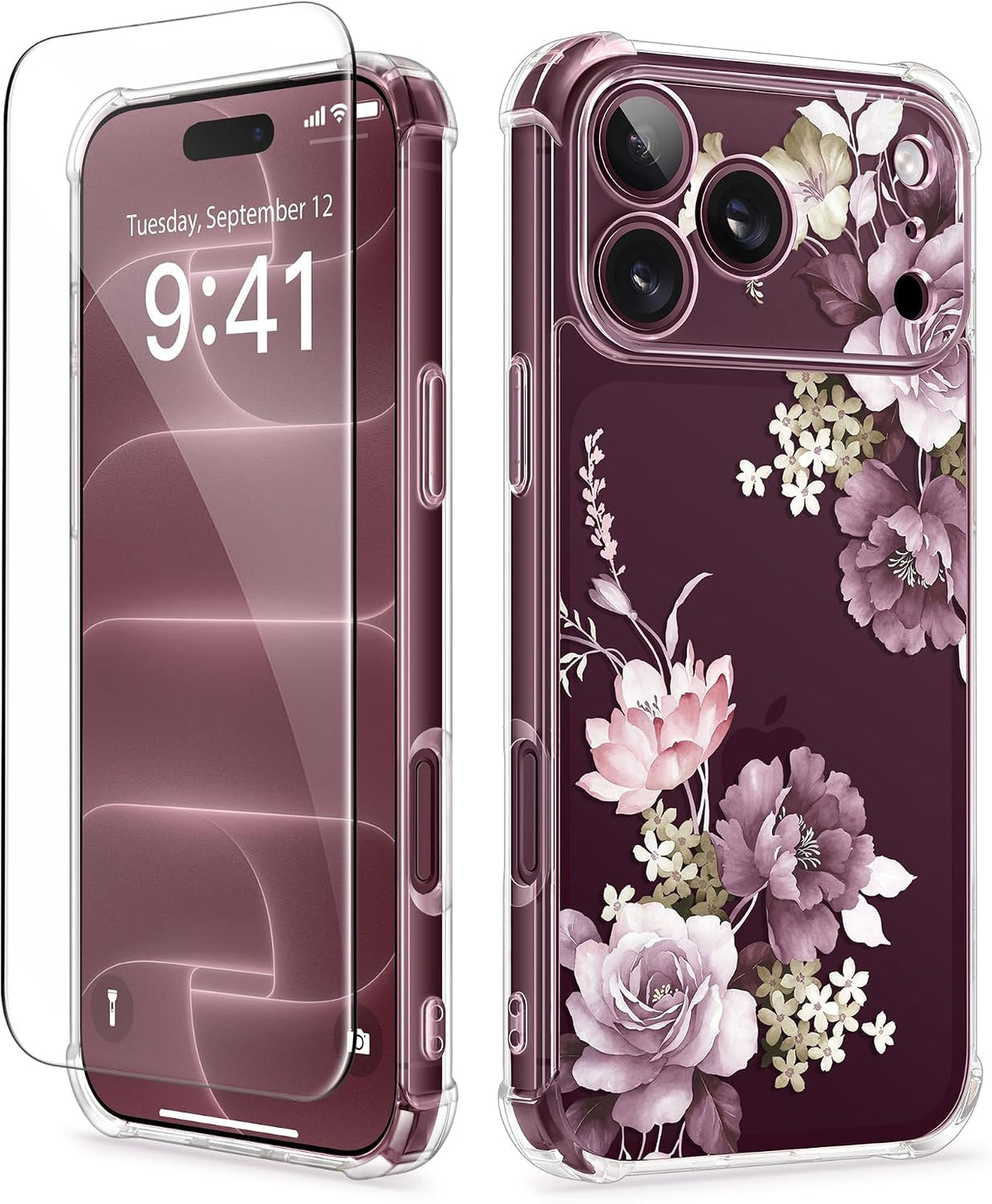 GVIEWIN for iPhone 17 Case Floral Clear Slim Women