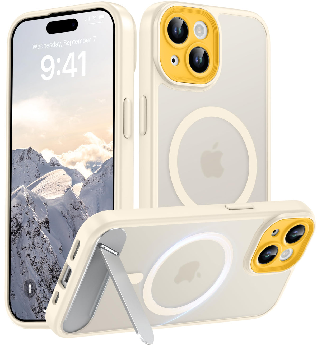 Magnetic Compatible with iPhone 16 Case, [Built-in Kickstand][Full Camera Protection][Compatible with MagSafe][Anti-Fingerprint] Shockproof Phone Case for iPhone 16 6.1",Brown